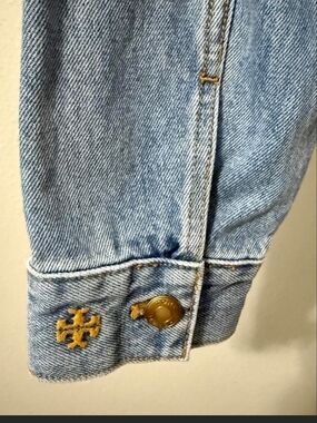 NWT! Tory Burch Light Wash Denim Overalls in Pale Blue with Gold Hardware